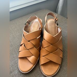 Madewell Leather Woven Cindy Heeled Sandal - Size 8